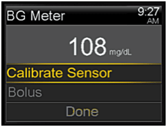 Select Calibrate sensor screen