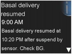 Basal delivery resumed message