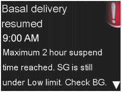 Basal delivery resumed message