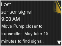 Lost sensor signal message