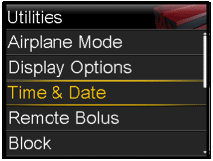 Select time and date screen