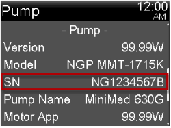 Pump information screen