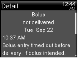 Bolus not delivered message
