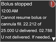 Bolus stopped message