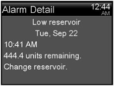 Low reservoir alarm continued