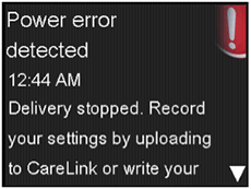 Power error detected message