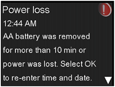 Power loss message