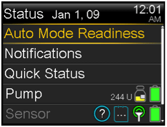 Select Auto Mode Readiness screen