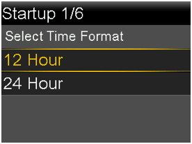 Time format selection screen