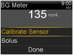 Select Calibrate Sensor screen
