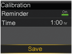 Calibration reminder screen