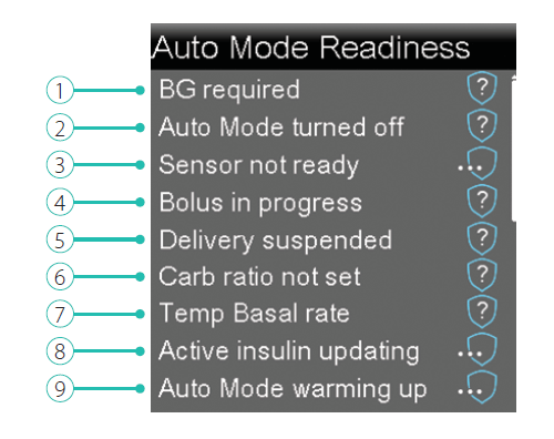 Auto Mode Readiness status screen