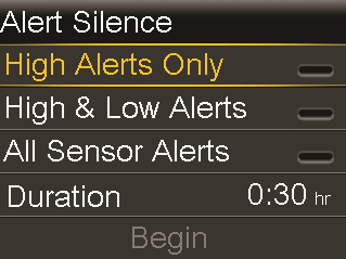 Alert Silence menu