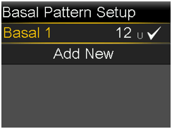 Select Basal Pattern screen