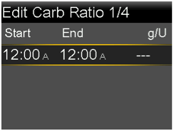 Edit Carb Ration screen