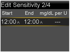 Edit Sensitivity screen