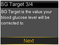 Review BG Target screen