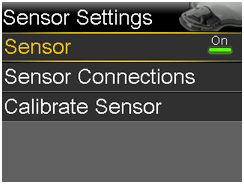 Sensor Settings screen