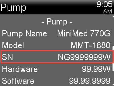Look on the Pump Status screen