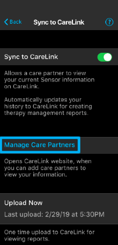 manage care partners button