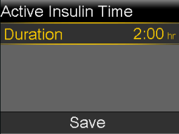 Active Insulin Time screen