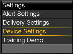 Select Device Settings screen