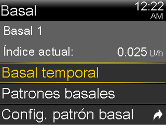 Select Temp Basal screen