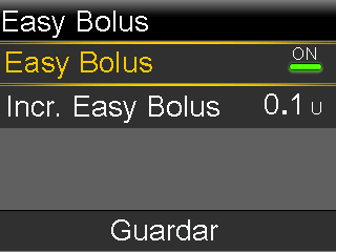 Select Setting up Easy Bolus screen