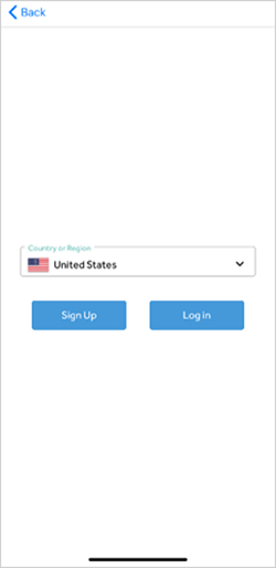 MiniMed Mobile App account login screen