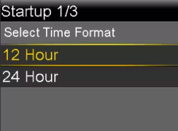 Select Time Format screen