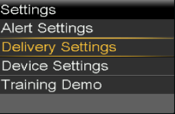 Select Delivery Settings screen