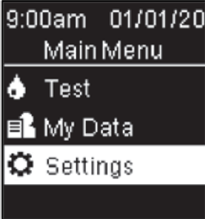 settings screen