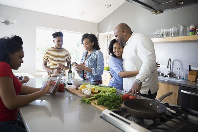 family making healthy meal