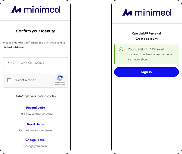 Verify your account screen