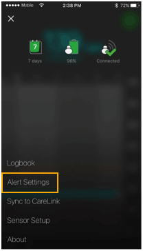 Select Alert Settings screen
