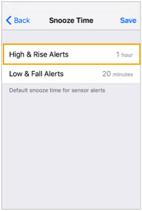 Select High & Rise Alerts screen