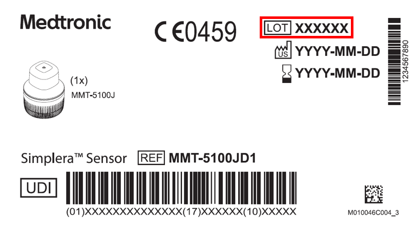 Figure 2: Lot Number on Simplera™ sensor box label 