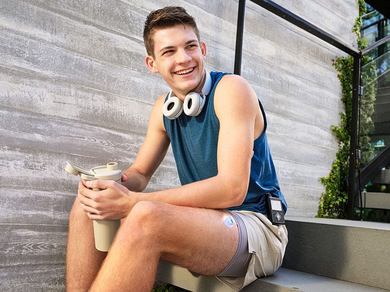 Man seating on stairs