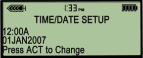 Time and date setup screen