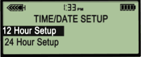 Time and date setup screen