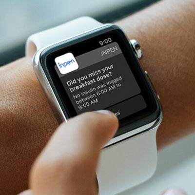 InPen reminder screen on a smart watch
