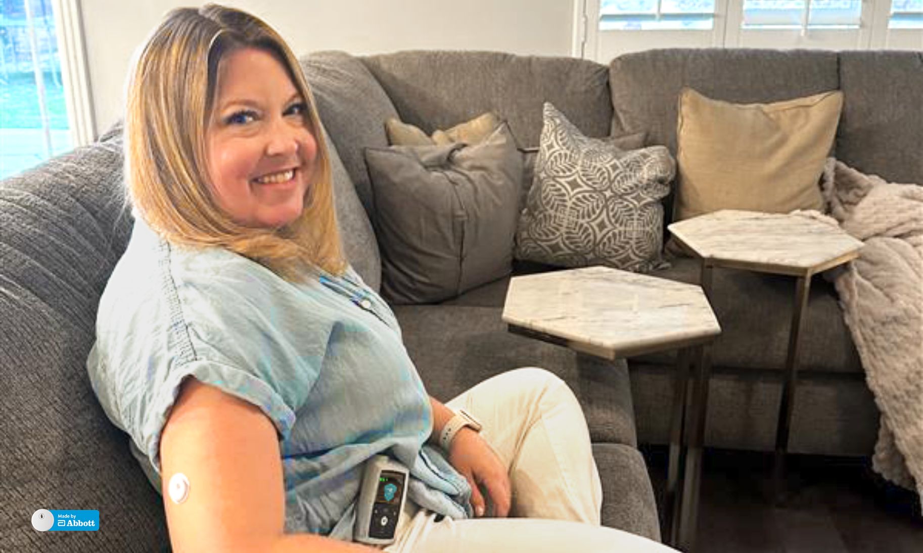 MiniMed Champion Cheryl wearing Instinct sensor